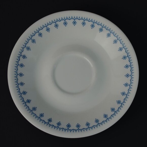 Corelle Corning Snowflake Blue Garland Saucers Lot of 6 - Picture 2 of 3